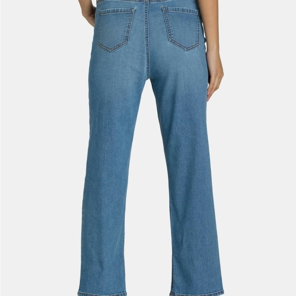 Maternity Time and Tru Light Blue Straight Leg Jeans Cotton Belly Band XL 16-18 - Picture 5 of 16